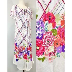 Vintage 1970s Terrycloth Dress Flower Power 70s Retro Rainbow Beach Vacay Towel
